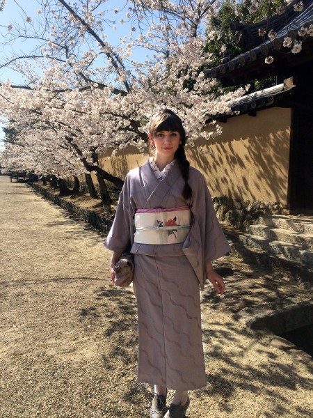 Devant l'enceinte du temple Horyuji